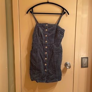 Love Tree Corduroy Botton Down Dress in Dark Blue.